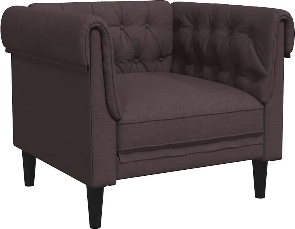 vidaXL Fotoliu Chesterfield maro închis, material textil