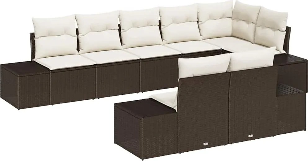 vidaXL Set de canapele pentru grădină 8 pcs Maro și Crem Rattan poli