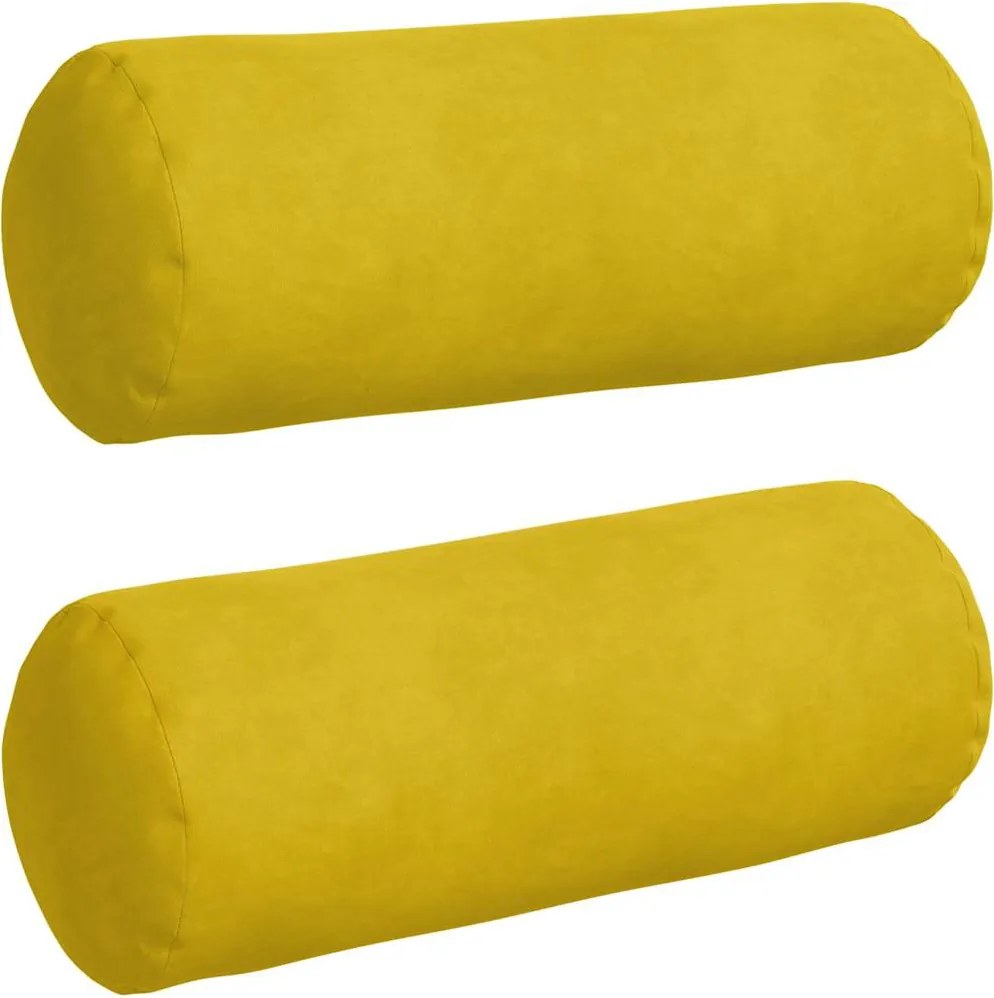 vidaXL Perne Bolster 2 pcs Galben Ø 15 x 40 cm Țesătură din corduroy