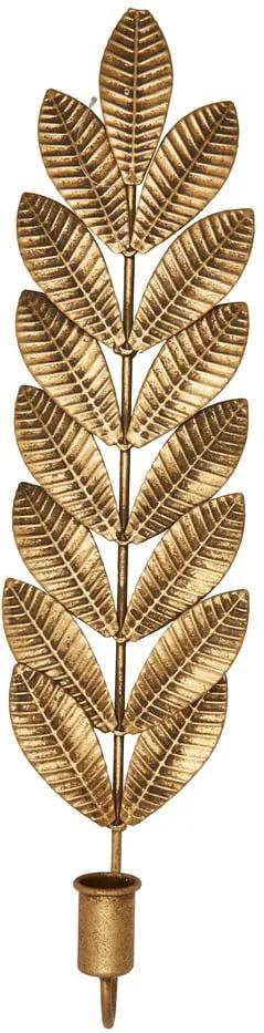 Sfeșnic metalic Green Gate Leaf, înălțime 50 cm, auriu