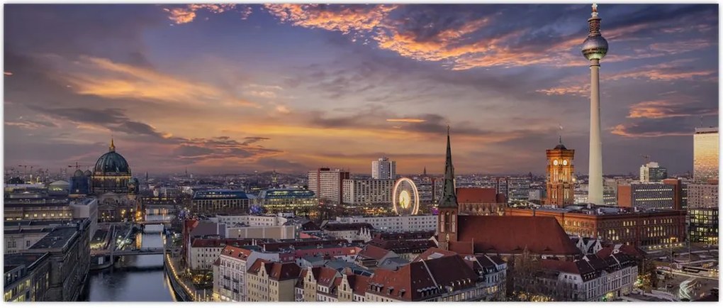 Tablou - Apus de soare în Berlin (120x50 cm)