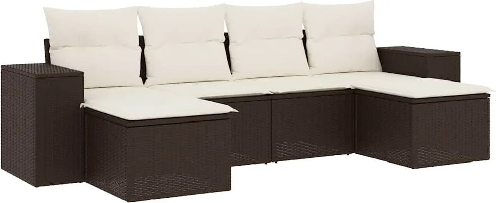 vidaXL Set canapele de grădină cu perne, 6 piese, maro, poliratan