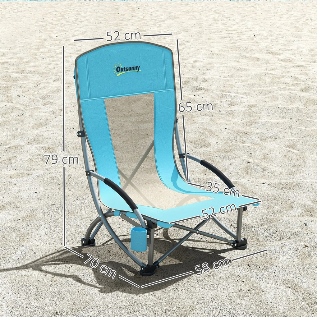 Outsunny Set Scaune Plajă Albastru cu Accesorii | Aosom Romania