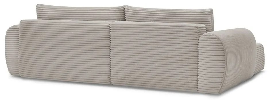 Colțar gri deschis/bej extensibil cu tapițerie din catifea reiată (cu colț pe partea stângă ) Lucien – Bobochic Paris