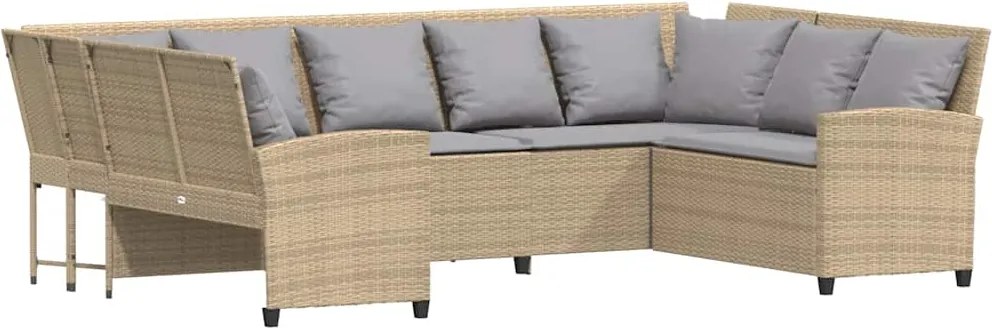 vidaXL Canapea de grădină cu perne din polirattan bej