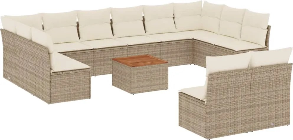 vidaXL Set canapele de grădină, 13 piese, cu perne, bej, poliratan