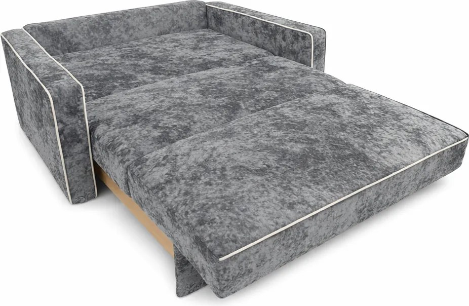 Canapea SAMY NEXT extensibila, 2 locuri, cu lada de depozitare, catifea plusata gri, cadru metalic, 152x100x92 cm Gri, catifea plusata