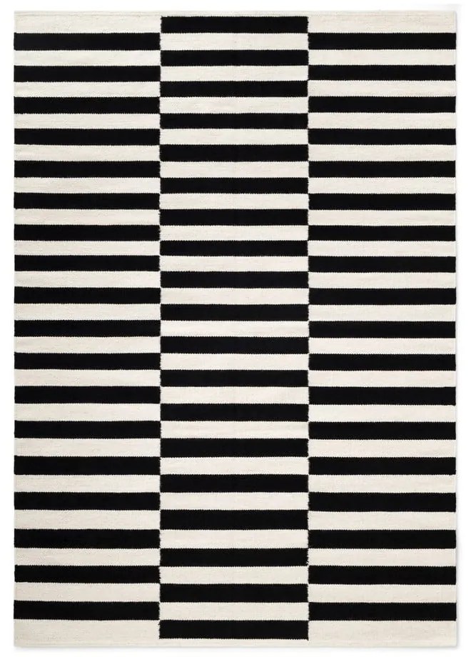 Covor negru-alb reversibil/țesut manual din lână 120x180 cm Donna – Hanse Home