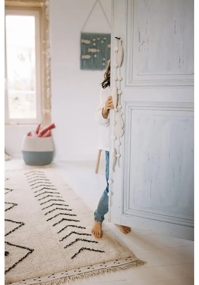 Covor crem lavabil/țesut manual din bumbac 170x240 cm Bereber Rhombs – Lorena Canals