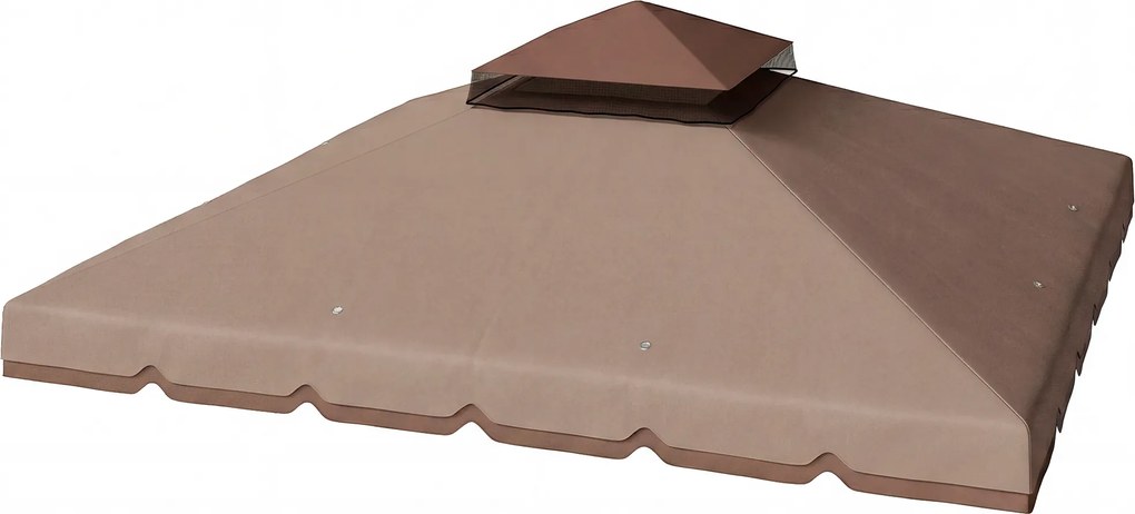 Outsunny Prelată de schimb 3x3 m cu acoperiș dublu Orificii de drenaj și UPF 30+ Doar prelată NU include cadru Kaki | Aosom Romania