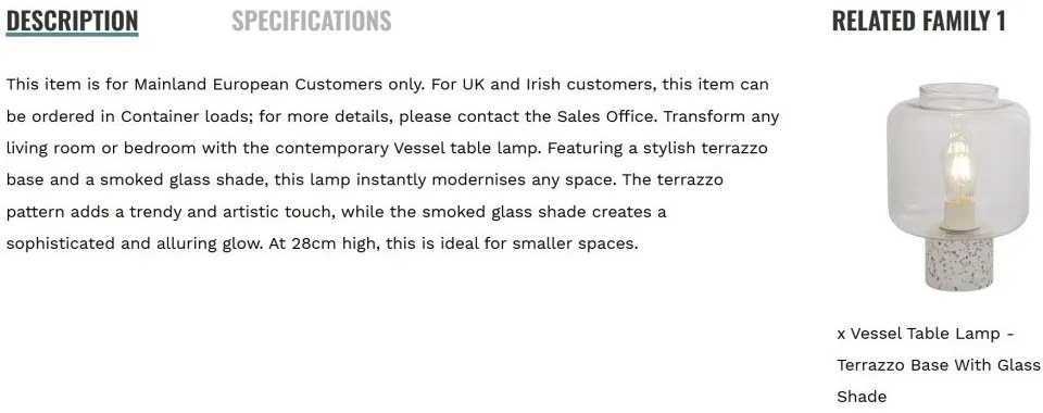 Veioza/Lampa de masa design decorativ Vessel fumuriu