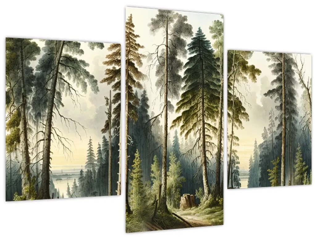Tablou - Peisaj de epocă de păduri (90x60 cm)