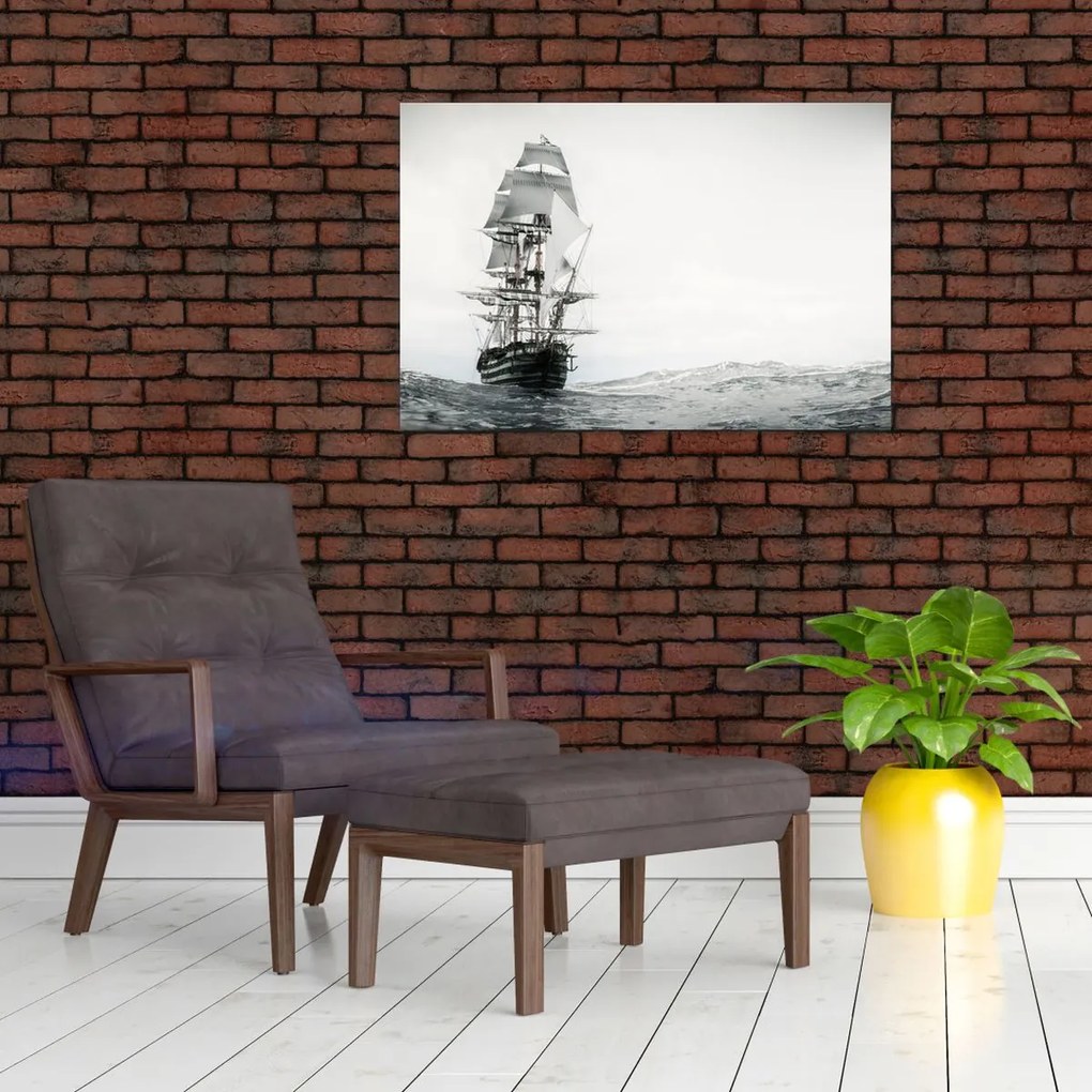 Tablou - O navă care navighează pe ocean (90x60 cm)