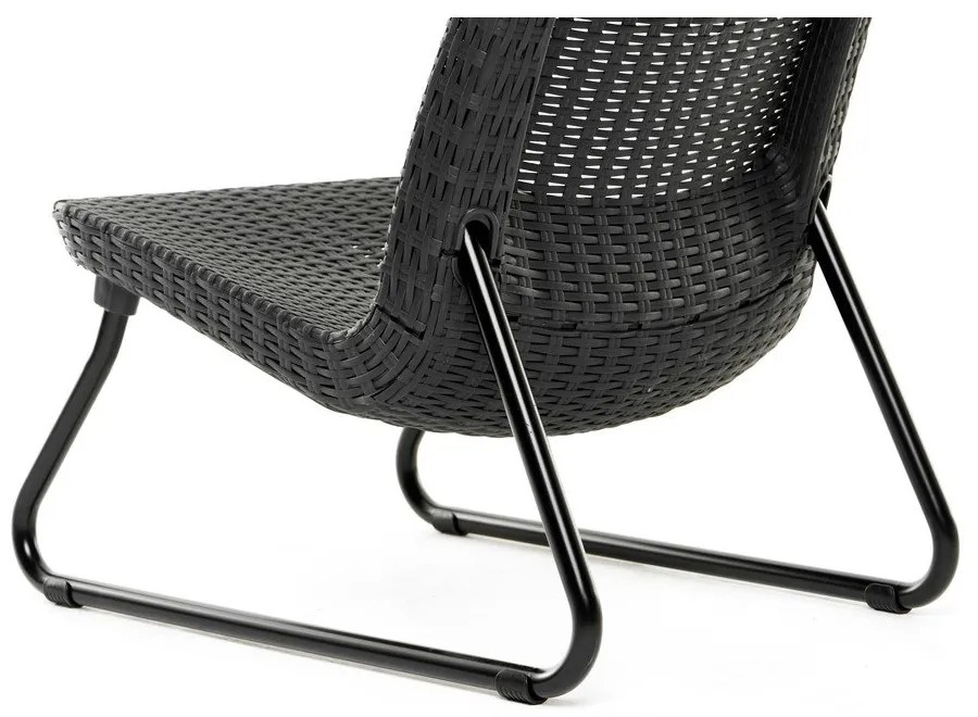 Set mobilier de grădină gri închis din ratan artificial pentru două persoane Rio – Keter