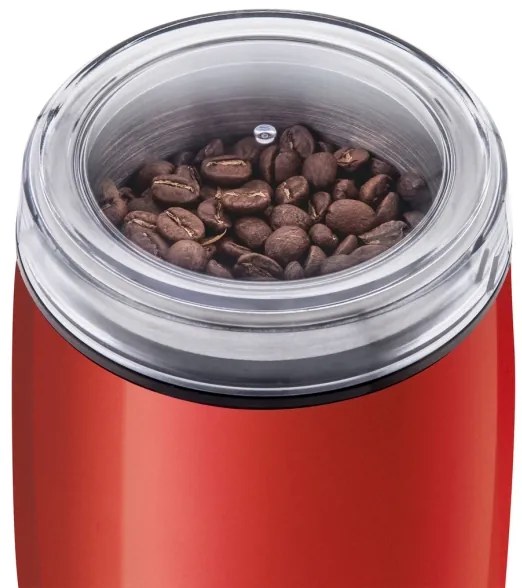Râșniță electrică pentru boabe de cafea 60 g 150W/230V roșie/crom Sencor