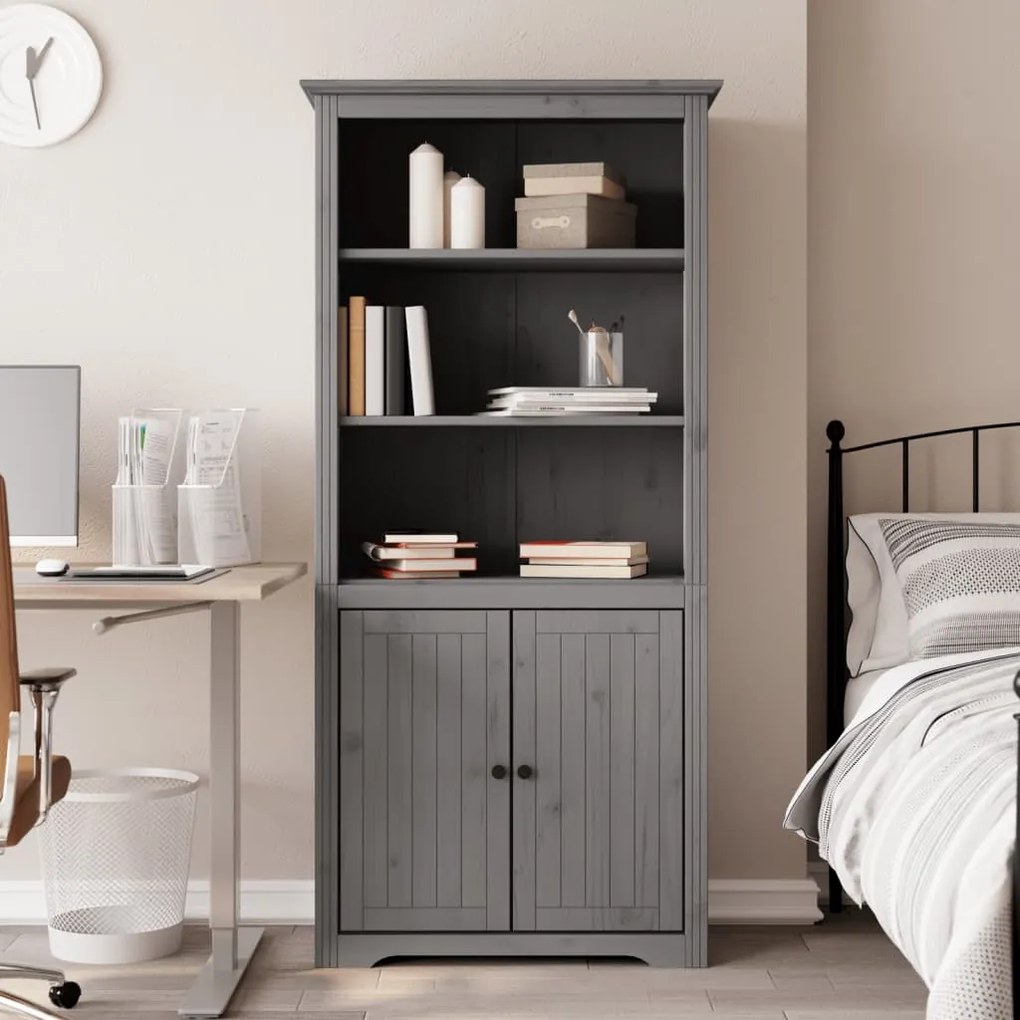 vidaXL Bibliotecă &quot;BODO&quot;, gri, 82x40x173 cm, lemn masiv de pin