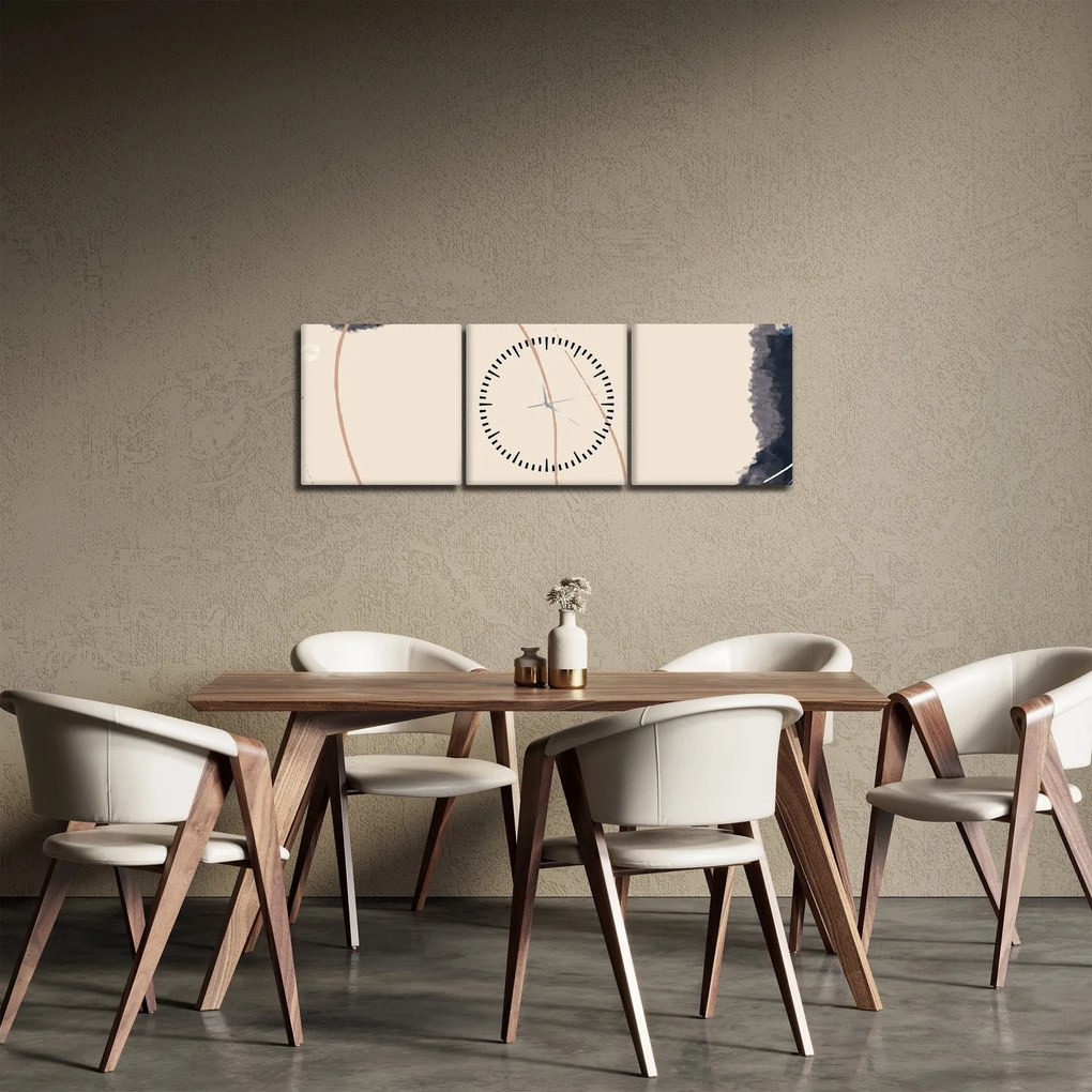Tablou - Abstractizare bej (cu ceas) (90x30 cm)
