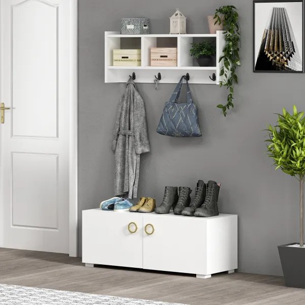 Cuier de perete STAR 35x76 cm alb