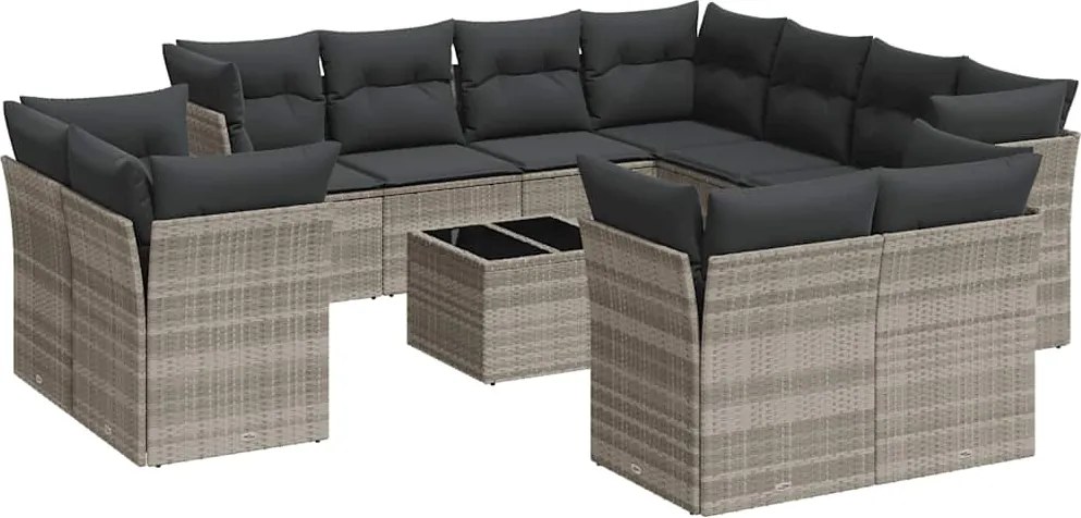 vidaXL Set canapele de grădină cu perne, 12piese gri deschis poliratan