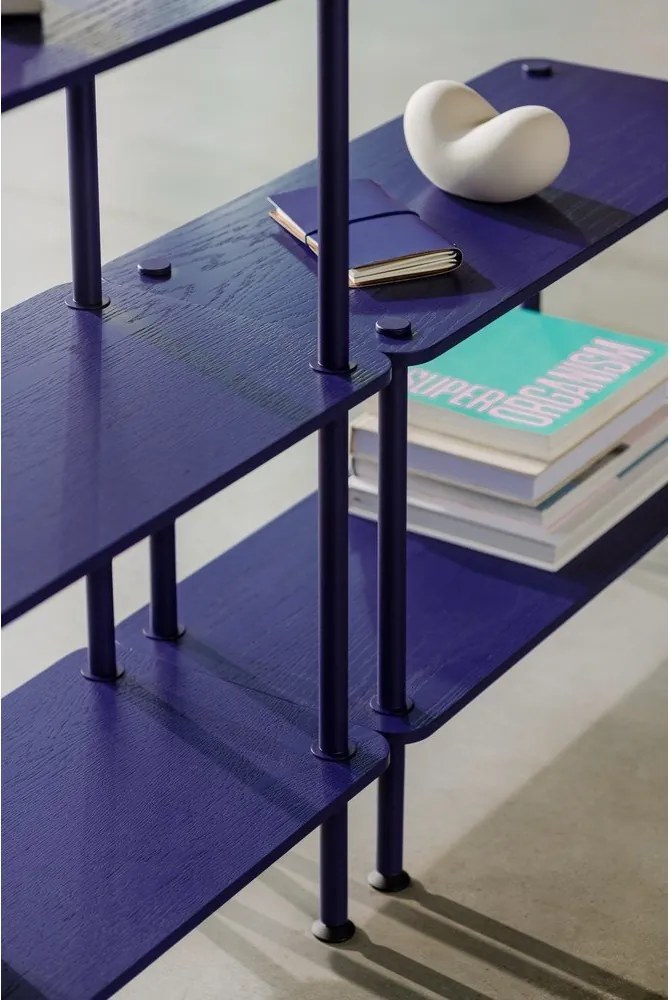 Etajeră albastră cu aspect de lemn de stejar 80x90,5x35 cm Teidi – noo.ma