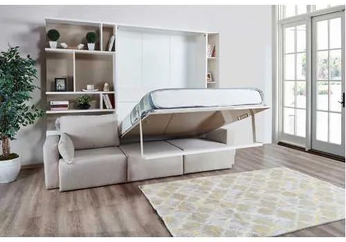 SET PAT RABATABIL DUBLU CU SOMIERA INCLUSA, CANAPEA SI BIBLIOTECI - ROYAL ELEGANCE Set (150X200)