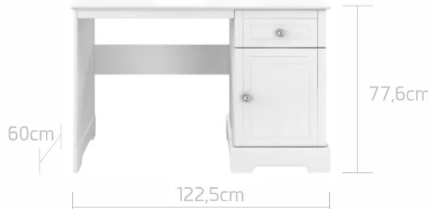 Birou pentru copii Marylou alb L122,5 cm