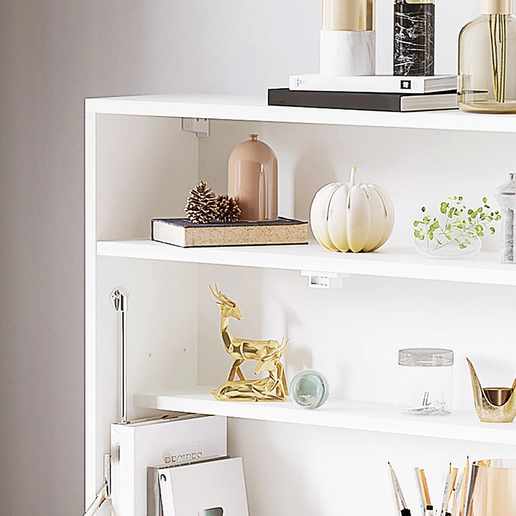 HOMCOM Birou suspendat birou de perete cu tavă pliabilă și 3 compartimente - 64 x 20 x 60 cm - alb | Aosom Romania