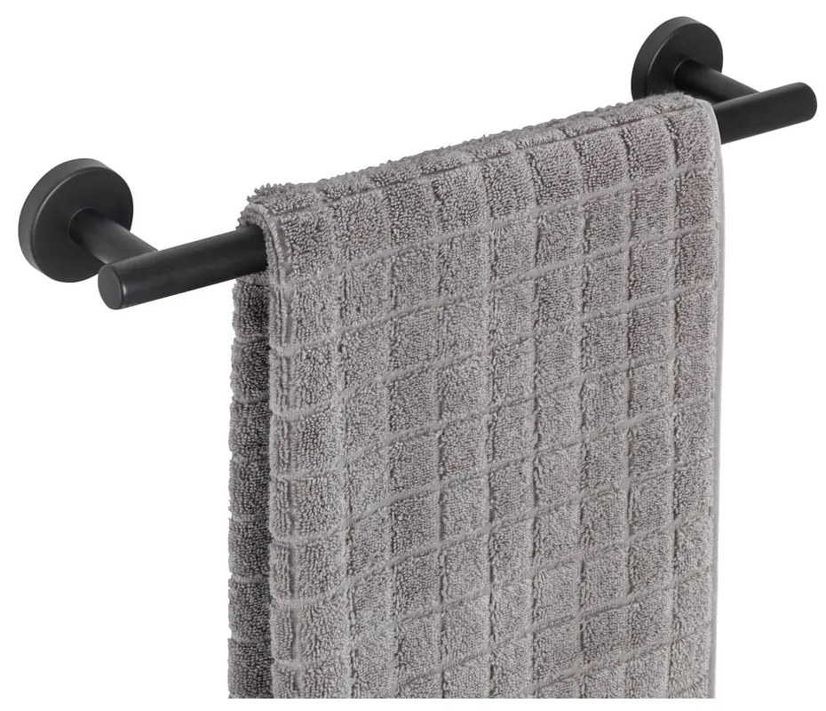Suport de perete din inox pentru prosoape Wenko Bosio Matte, negru