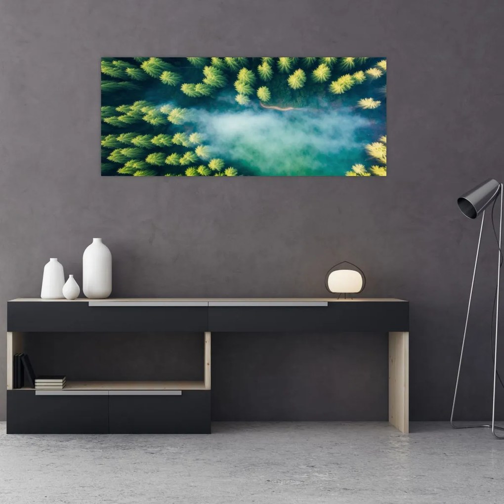 Tablou - O pădure învăluită în ceață (120x50 cm)