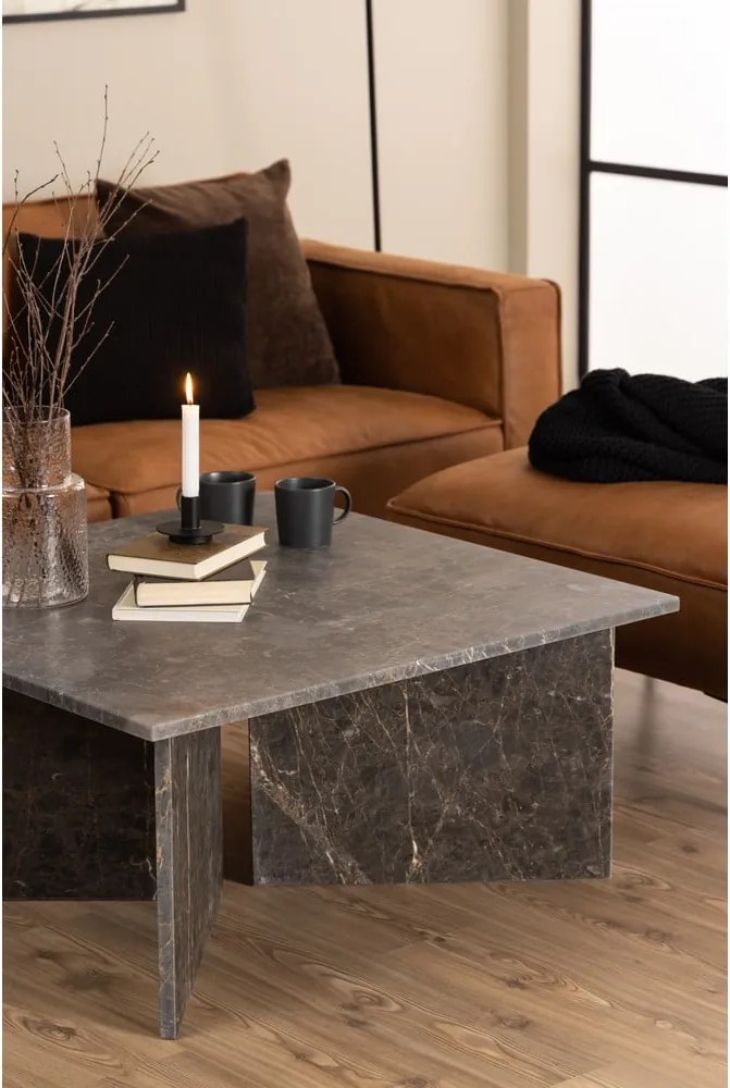 Măsuță de cafea neagră din marmură 90x90 cm Vega – Actona