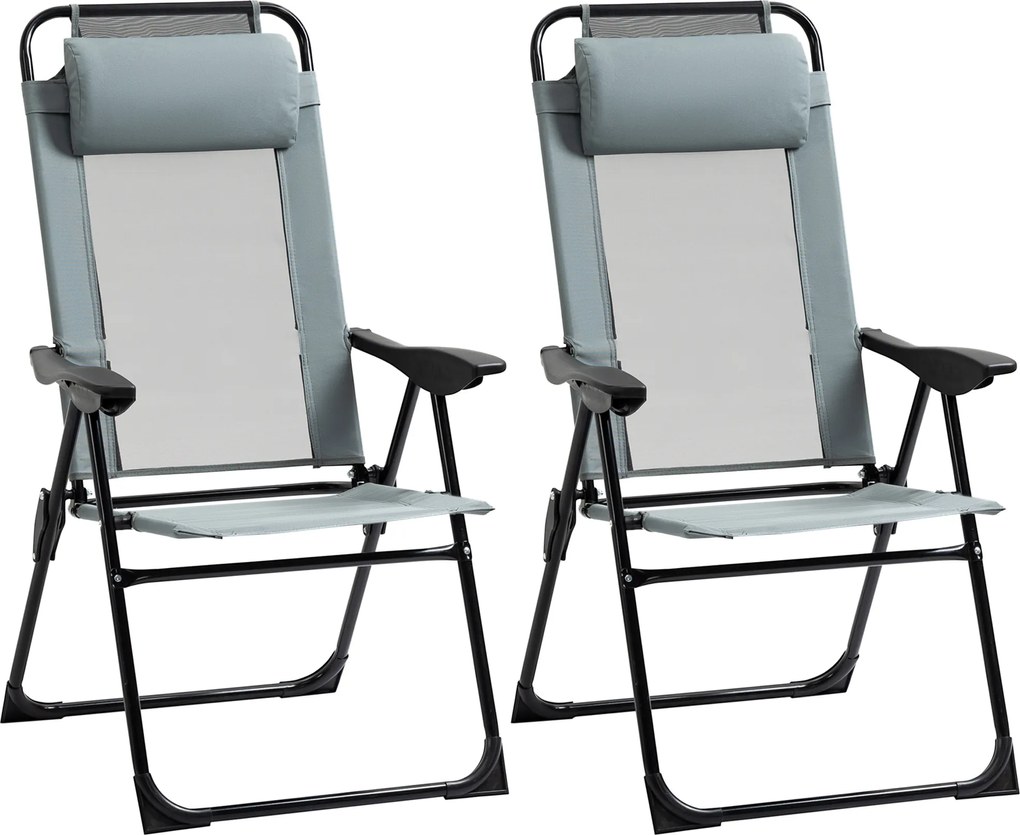 Outsunny Lot de 2 fotolii de grădină set basic de 2 fotolii pliante fotoliu de camping cotier spătar reglabil în 5 poziții | Aosom Romania