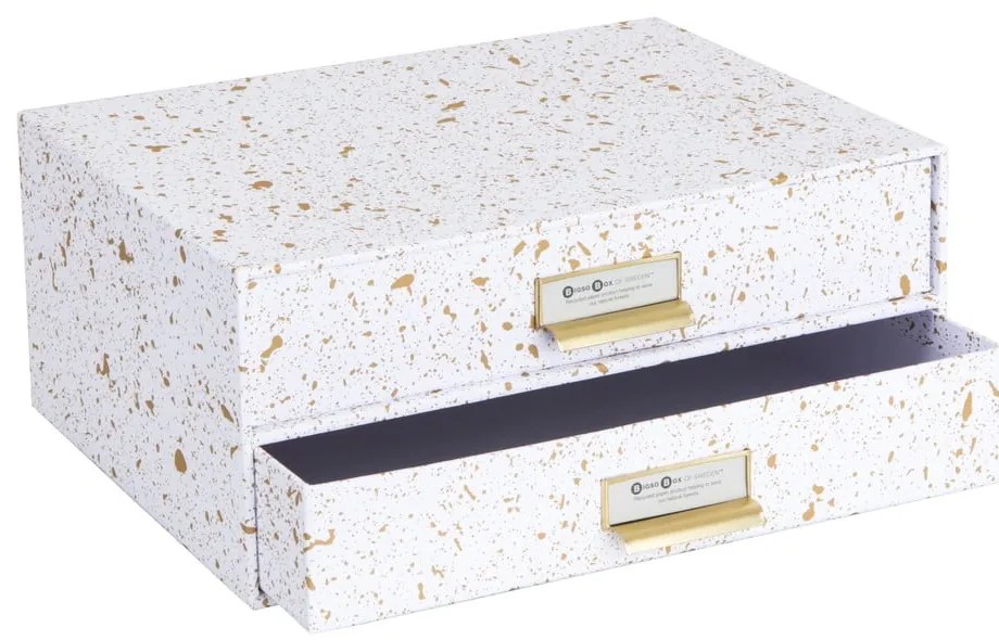 Cutie cu 2 sertare Bigso Box of Sweden Birger, auriu-alb