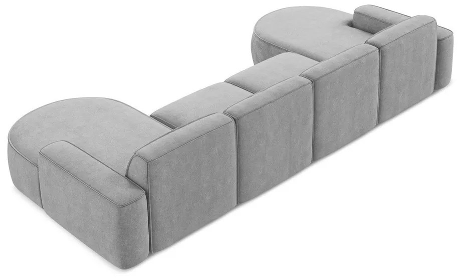 Colțar gri deschis cu tapițerie din chenille (în formă de "U") Omao – Makamii