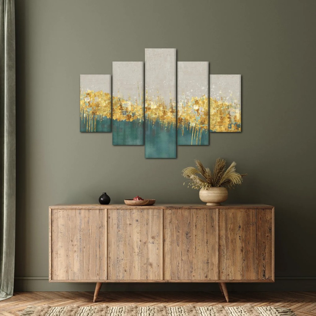 Tablou - Textura cu decor auriu (150x105 cm)