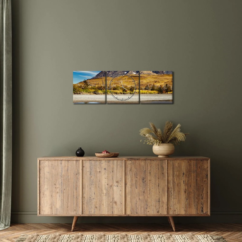 Tablou - Parcul Național Torres del Paine (cu ceas) (90x30 cm)