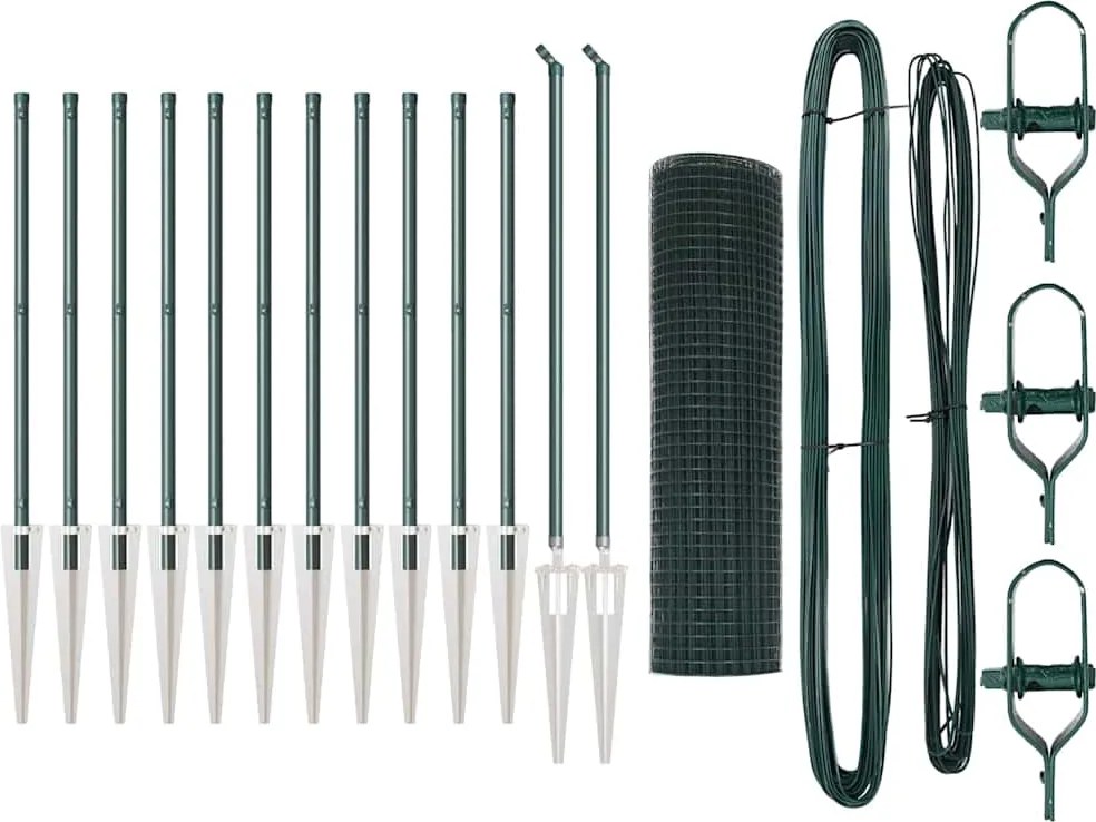 vidaXL Stâlp de gard. Verde 25 x 0,5 m (rulou de plasă 16 x 16 mm)
