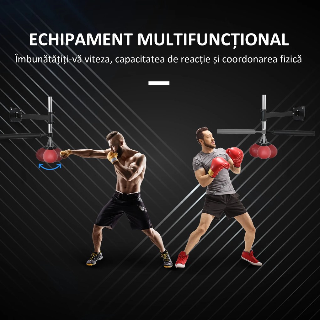 HOMCOM Pară de Viteză pentru Box și MMA cu Înălțime Reglabilă și Tijă, 79x72x20 cm, Roșu | Aosom Romania