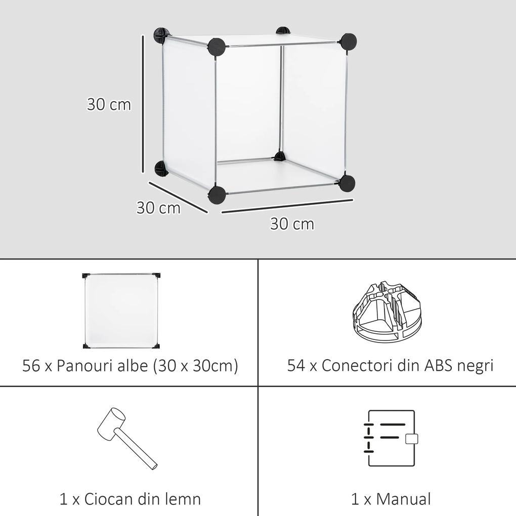 HOMCOM Mobilier Modular pentru Încălțăminte, 16 Cuburi Transparente din Plastic PP și Oțel, 30x30x30cm, Design Versatil | Aosom Romania