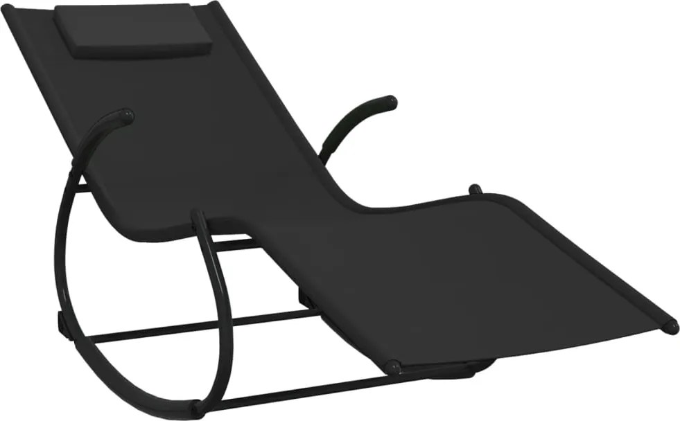 vidaXL Șezlong balansoar, negru, oțel și textilenă