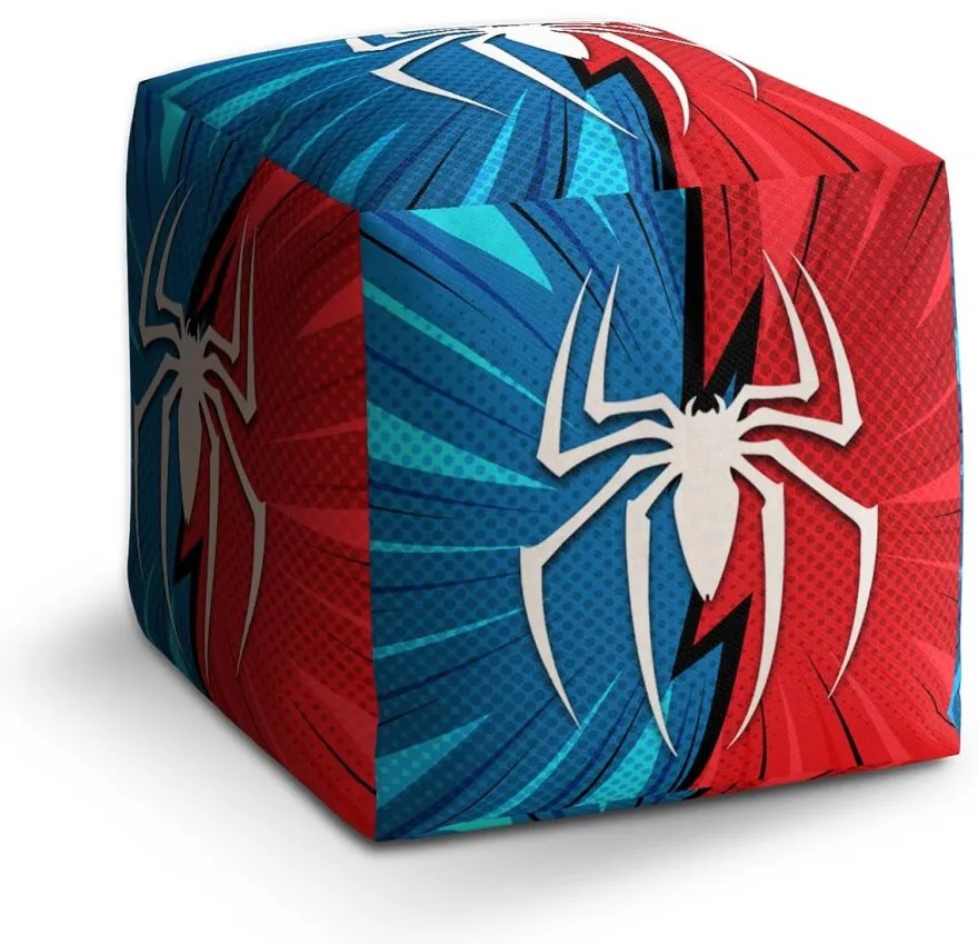 Taburet Cube Spider, roșu / albastru