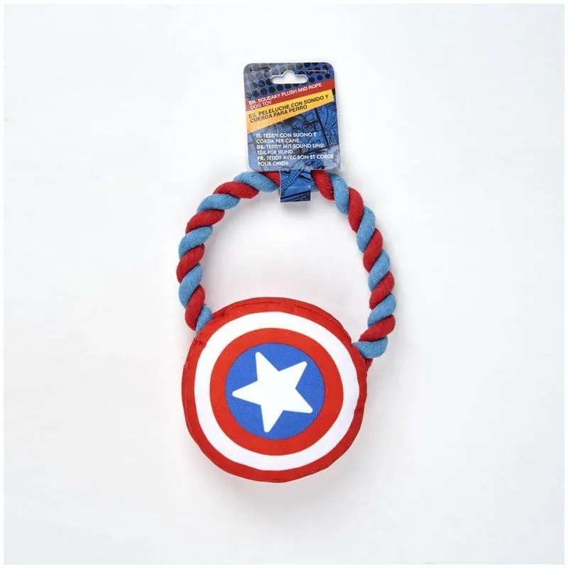 Avengers jucărie pentru câini din pluș și frânghie care scârțâie