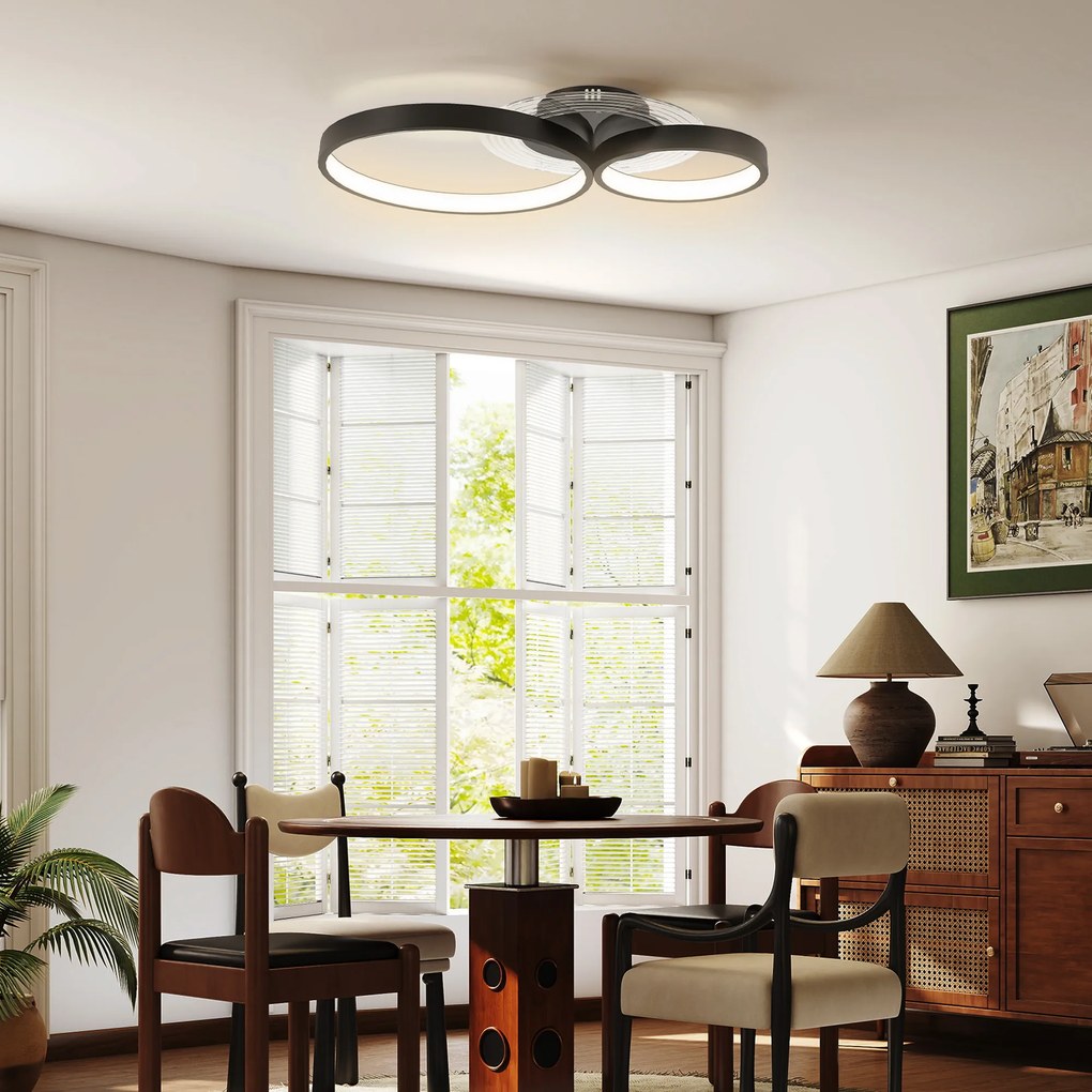 HOMCOM Lampă de tavan LED Modernă cu Intensitate Reglabilă, Putere 40W, Negru | Aosom Romania