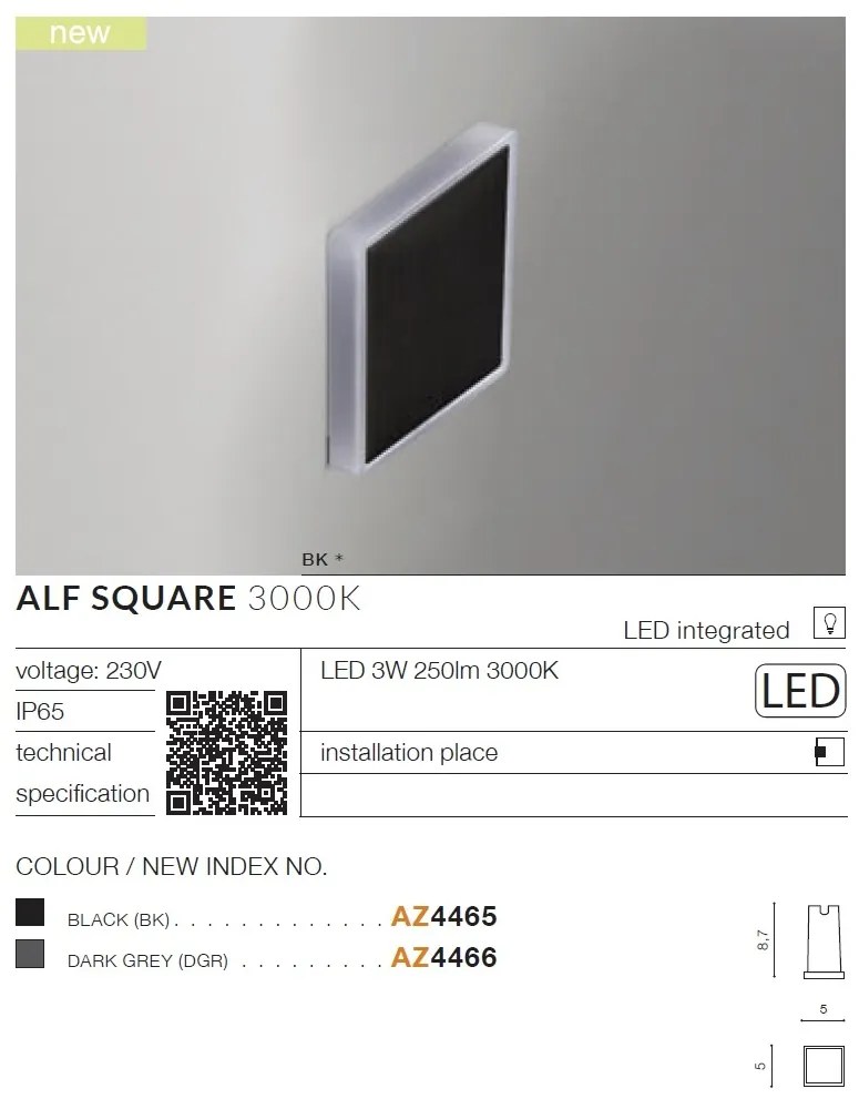 Spot LED incastrabil de exterior ambiental IP65 ALF SQUARE gri