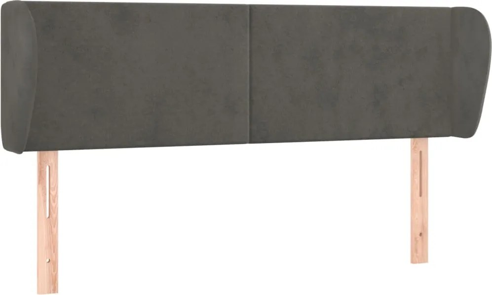 vidaXL Tăblie de pat cu aripioare gri închis 147x23x78/88 cm catifea