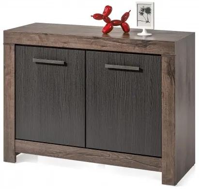Cabinet din pal, cu 2 usi Blake Stejar Negru / Stejar, l112xA45xH85 cm