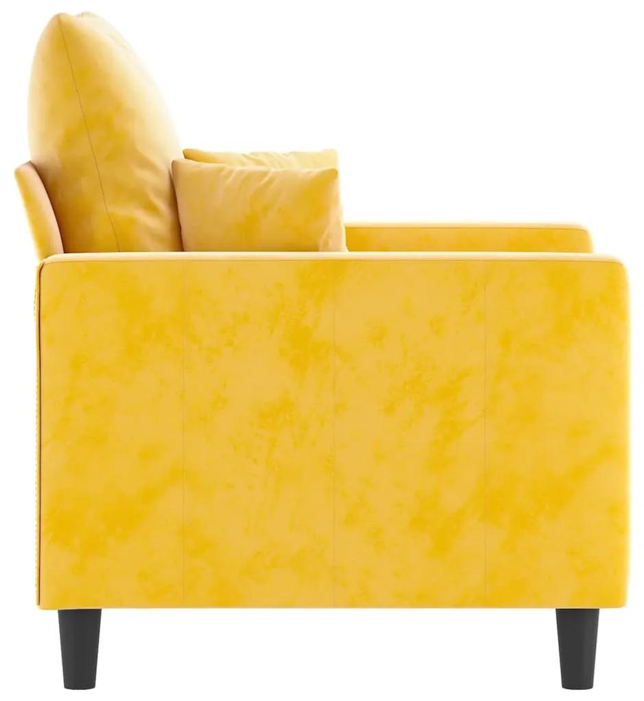 Canapea de o persoana, galben, 60 cm, catifea Galben, 78 x 77 x 80 cm