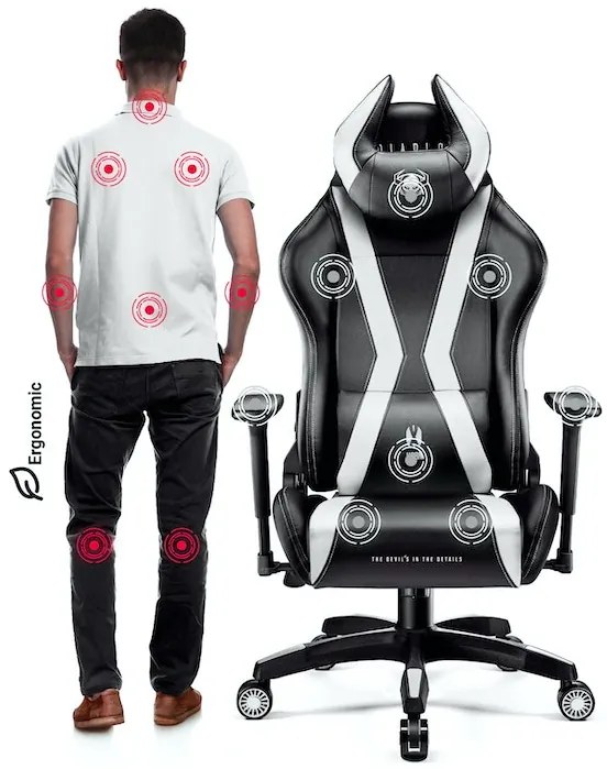 Scaun gaming Diablo X-Horn 2.0 Normal Size: Negru-alb Diablochairs