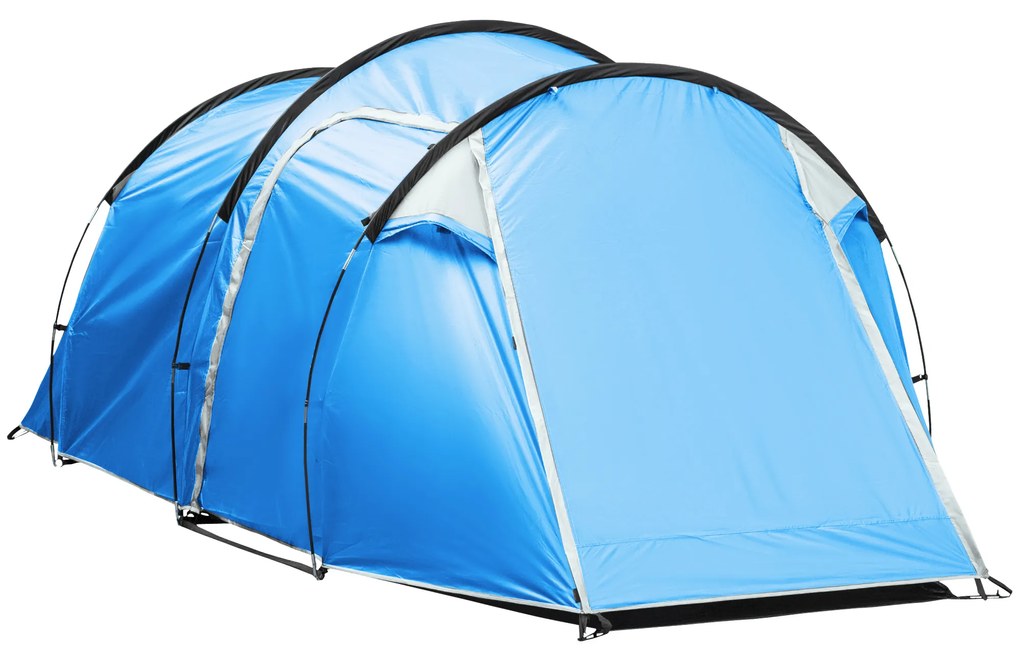 Outsunny Cort de camping, cort instant pentru 2-3 persoane, vestibul si zona de dormit, rezistent la apa, 426 x 206 x 154 cm, albastru deschis | Aosom Romania