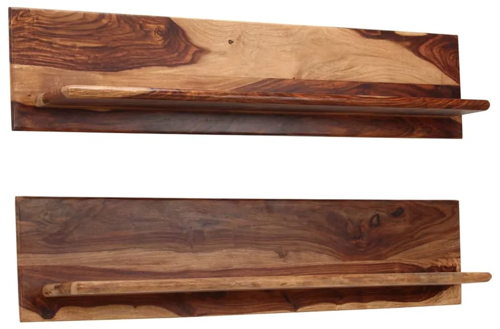 vidaXL Rafturi de perete, 2 buc., 118x26x20 cm, lemn masiv de acacia