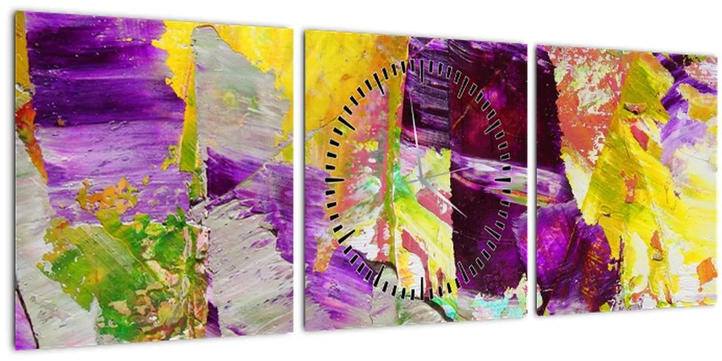 Tablou cu abstracție - pictura (cu ceas) (90x30 cm)